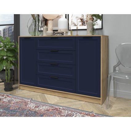 Тумба Тренд КТ-Т160 (Дуб золотой ЛДСП/ Индиго ЛМДФ) Ш1600 В1020 Г451